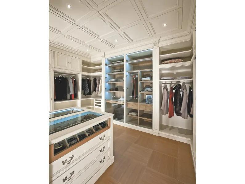 Cabina Armadio Maggiordomo in laccato opaco con ante battenti in vetro trasparente de L'Origine