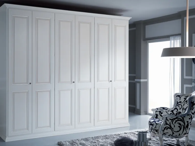 Armadio a 6 ante battenti in legno laccato bianco Marina di Mobilificio AG