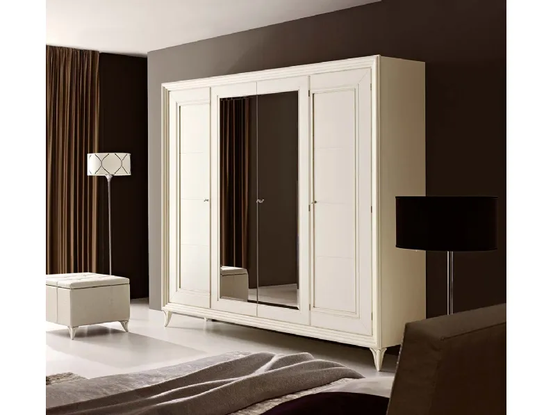 Armadio in laccato Bianco con ante centrali a specchio MOBTOD Vetro di Ferretti e Ferretti