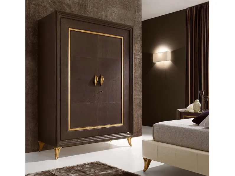 Armadio MOBTOD Moka in laccato Moka e Foglia Oro di Ferretti e Ferretti