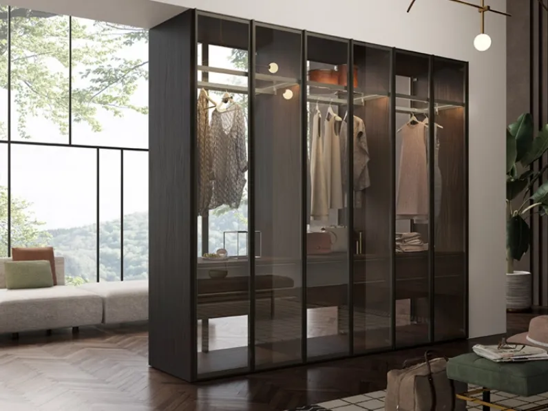 Armadio bifacciale con ante battenti in vetro trasparente Moma Sangiorgio