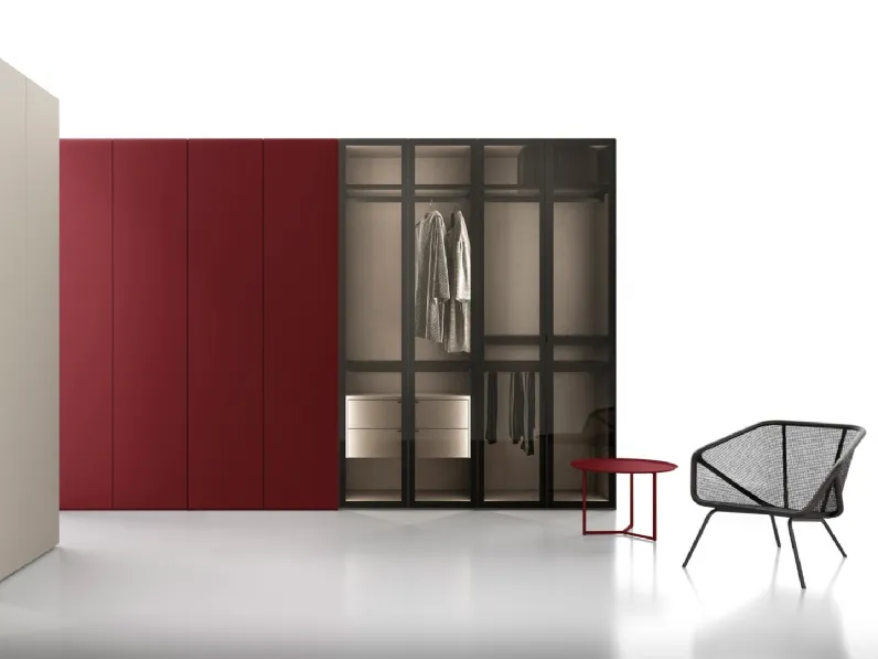 Armadio con ante battenti in laccato e vetro Nocta 03 di SantaLucia
