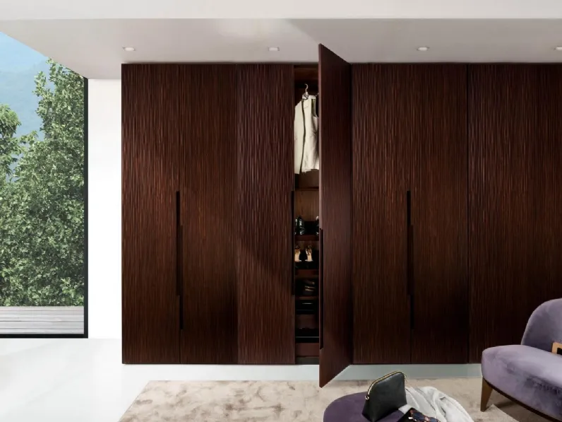 Armadio a muro in legno scolpito Onda di Laura Meroni