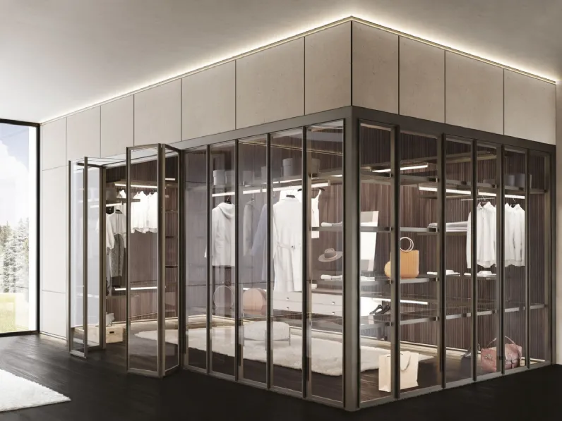 Cabina Armadio Palo Alto Free in vetro e nobilitato effetto legno di Misuraemme