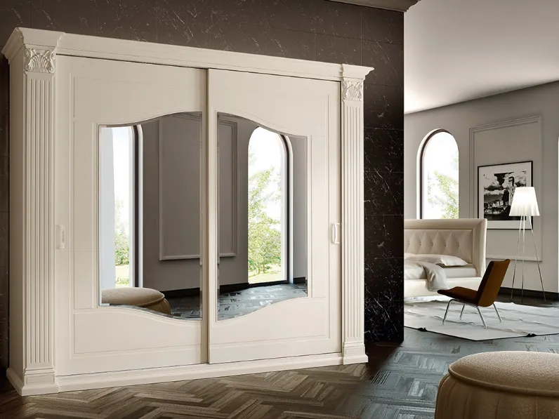 Armadio Pitti con Specchio in laccato Bianco semilucido di Ferretti e Ferretti