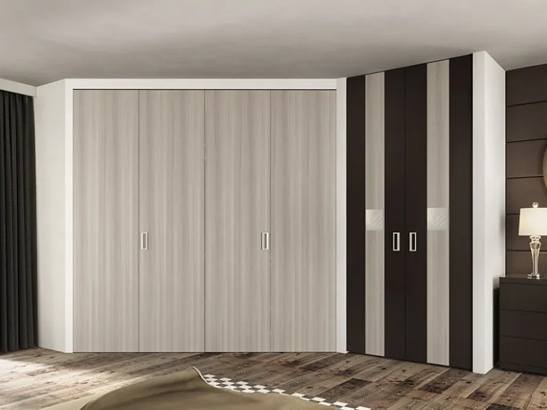 Cabina Armadio ad angolo finitura Olmo Light di Pozzi Armadi