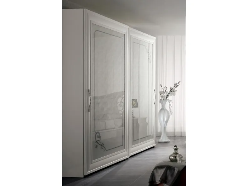 Armadio scorrevole Prestige 01 in legno laccato e vetro di Spar