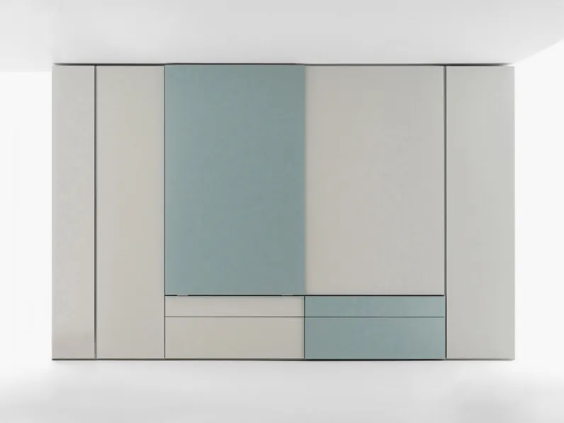 Armadio Freedhome Scorrevole con cassetti in laccato opaco a due colori di Caccaro