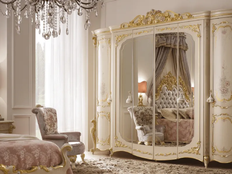 Armadio classico ad ante battenti in laccato con specchi Sophia di Ghezzani