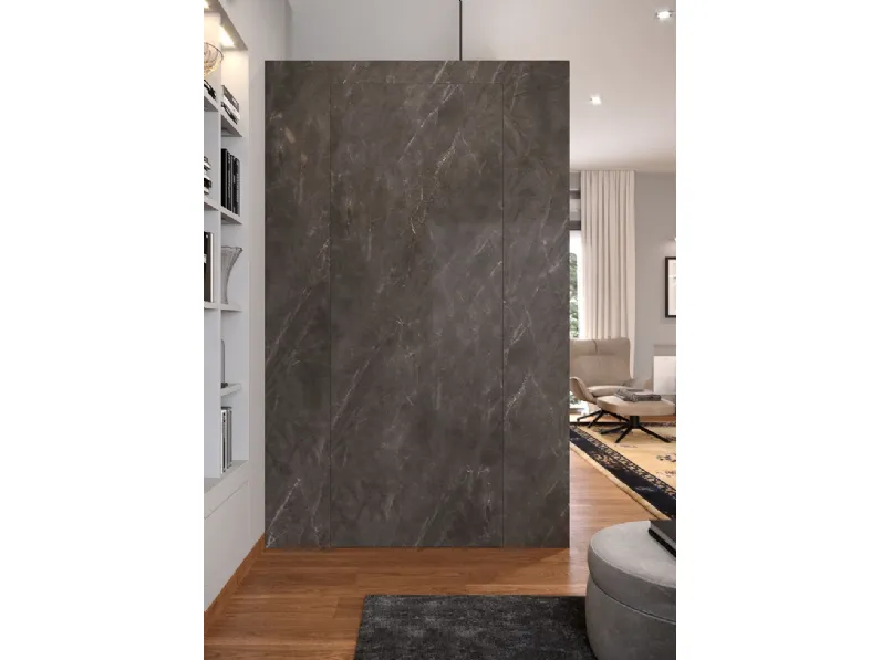 Armadio SPV 01 con anta in alluminio rivestita in marmo di RasoParete