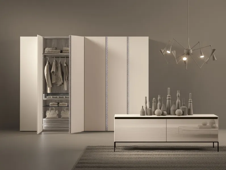 Armadio Anta Liscia battente 11 in melaminico con maniglia in vetro con stampa digitale di Tumidei