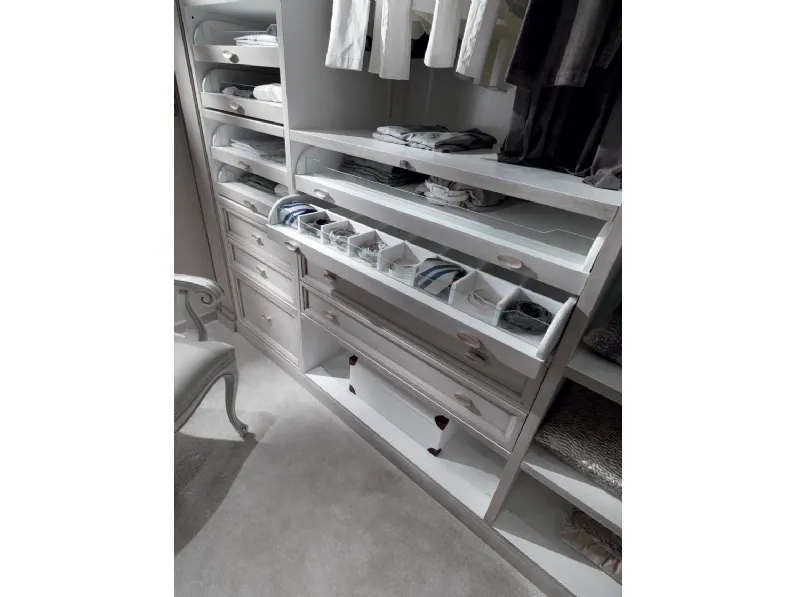 Cabina Armadio in legno laccato bianco con portacravatte Walk in Closet 02 di Busatto