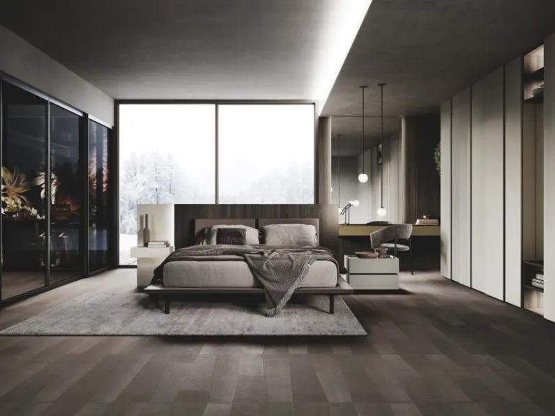 Armadio Wave ad ante scorrevoli in laccato opaco di Guzzini & Fontana