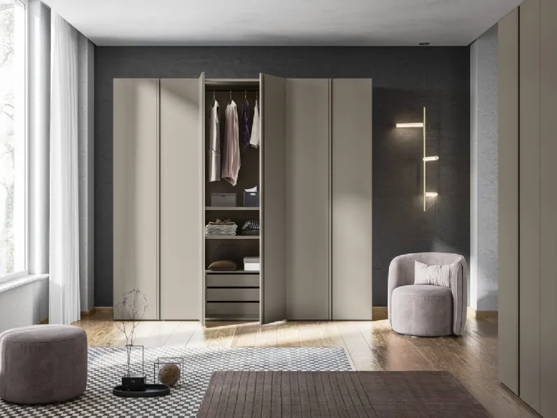 Armadio Battente Gola ZN03 finitura Beige di Marka Total Living