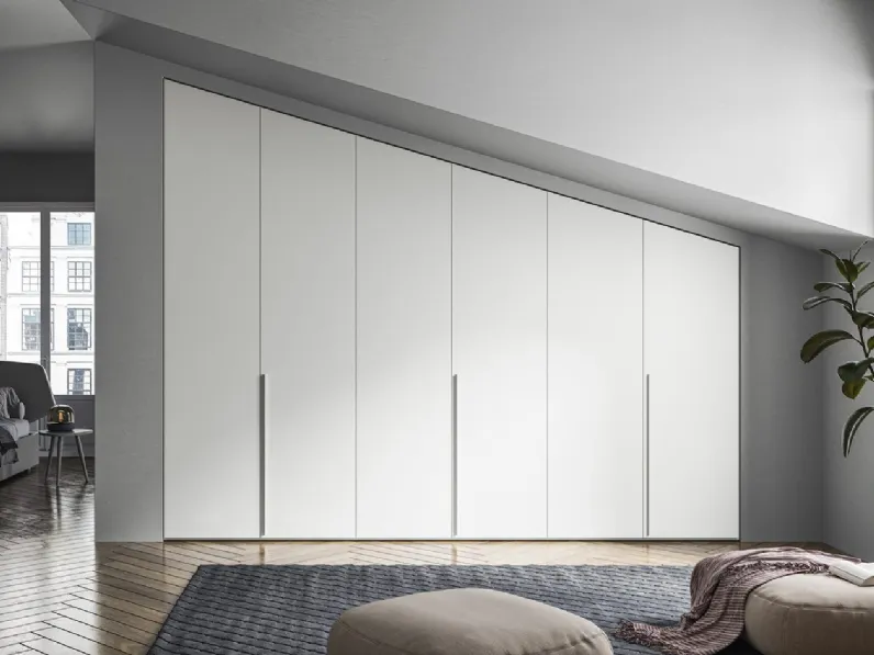 Armadio Battente Retta ZN16 in melaminico Bianco di Marka Total Living