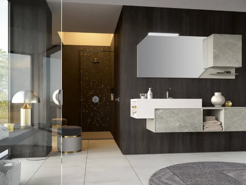 Mobile da Bagno sospeso 3Punto0 108 in HPL grigio antico di Rab Arredobagno