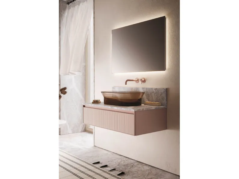 Mobile da Bagno sospeso Absolute 41 in vetro ondulato opaco di Arbi