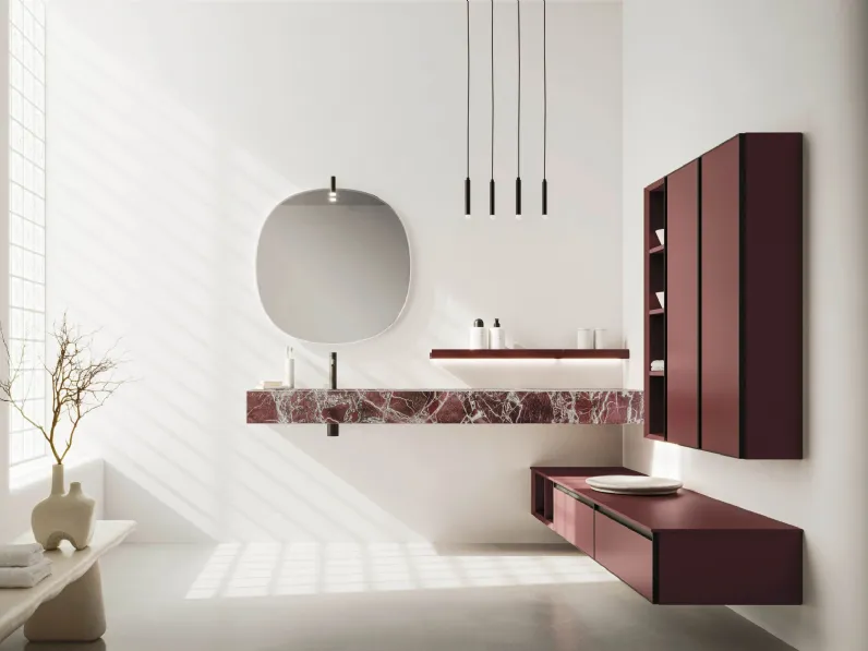 Mobile da Bagno sospeso Absolute 46 in laccato e marmo di Arbi