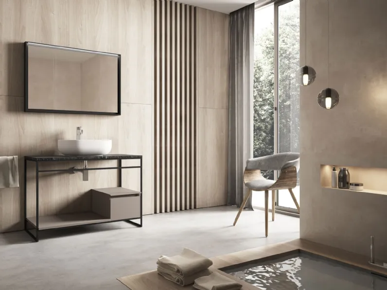 Mobile da Bagno Air 01 in Alluminio e Top Gres Nero di Nice