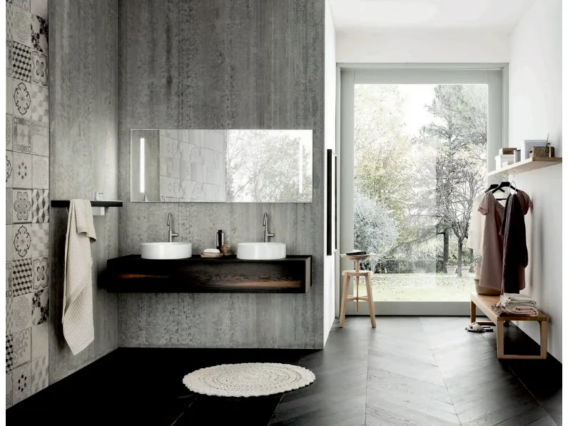 Mobile da Bagno sospeso con doppio lavabo Teddy 01 di Alta Corte