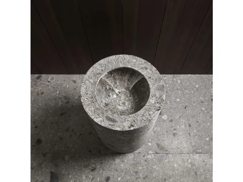 Lavabo interamente realizzato in pietra senza rubinetto Anima Liquida di Antoniolupi