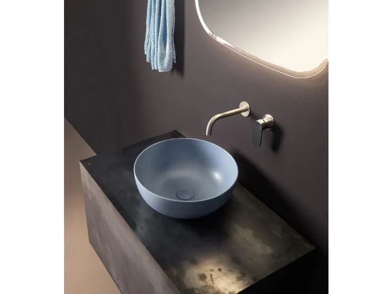 Lavabo da bagno App in ceramica laccata opaca Menta di Flaminia