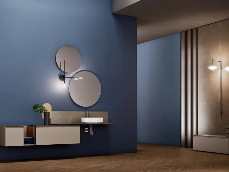 Mobile da Bagno sospeso Dafne 03 in laccato opaco di Arcom