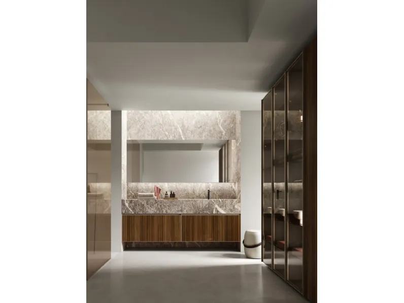 Mobile da Bagno sospeso Shape 20 in noce di Arcom