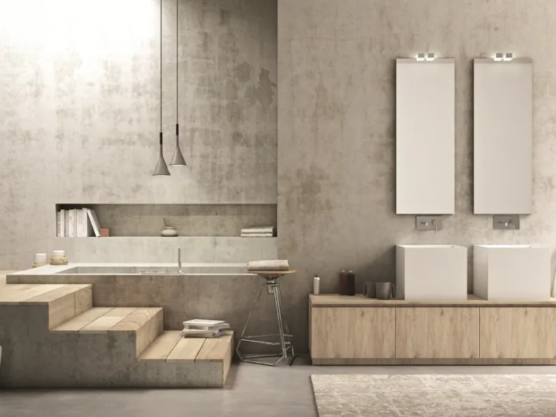 Mobile da Bagno a terra Original 06 in laminato rovere rustico di Arredoquattro