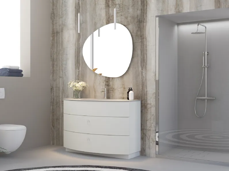 Mobile da Bagno a terra Onda ON10 in legno laccato di Arteba