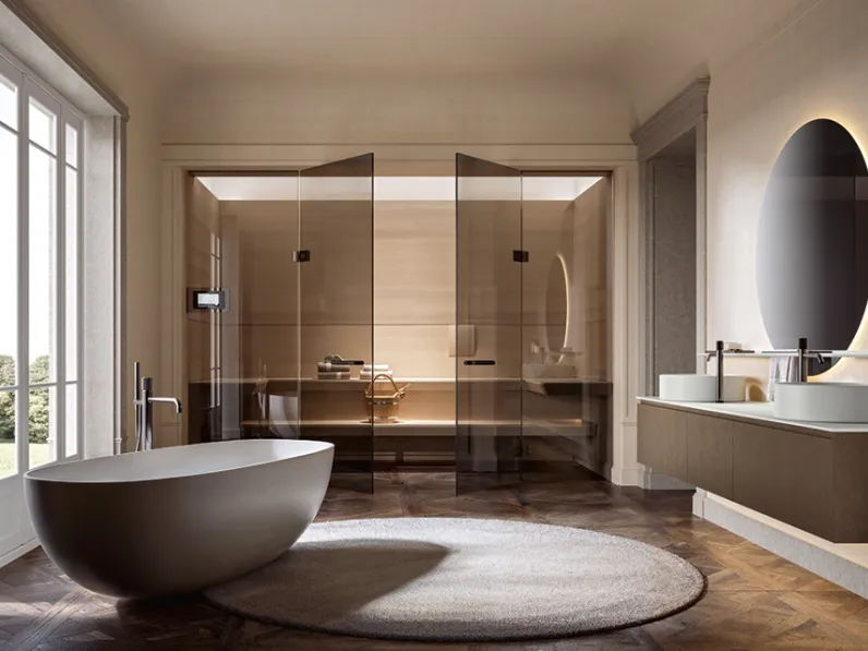 Mobile da Bagno sospeso Artemide 02 in nobilitato reflex bronzo di Edoné