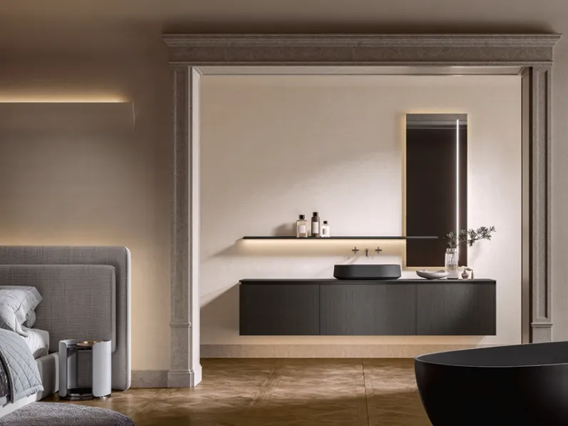 Mobile da Bagno sospeso Artemide 04 in nobilitato rovere timut di Edoné