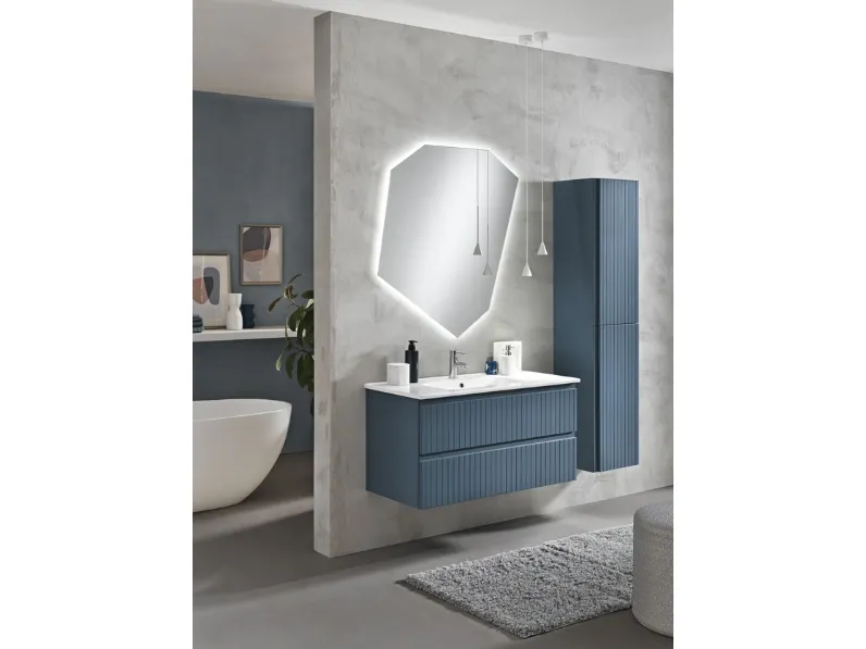 Mobile da Bagno sospeso Artico laccato Blu con lavabo in ceramica di Bluelife