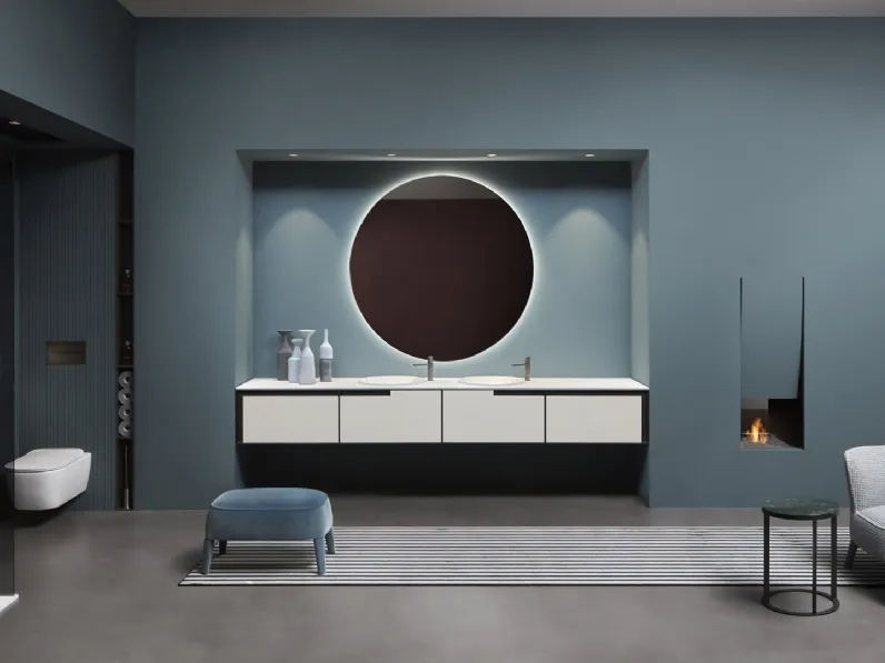 Mobile da Bagno sospeso in laccato opaco con profilo in alluminio Atelier 01 di Antoniolupi