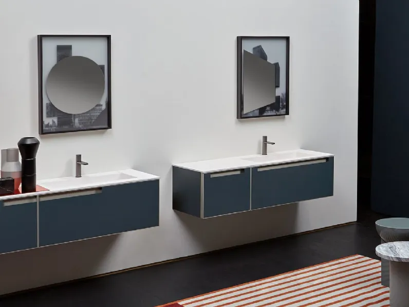 Mobile da Bagno sospeso in laccato opaco con profilo in alluminio Atelier 01 di Antoniolupi