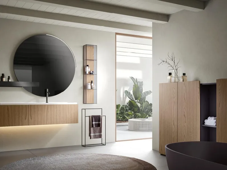 Mobile da Bagno sospeso Atena 05 in nobilitato rovere zenzero di Edoné