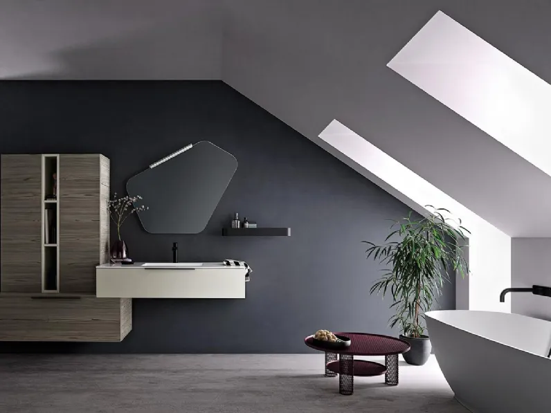 Mobile da Bagno sospeso Athena 06 in laminato e laccato di Kios