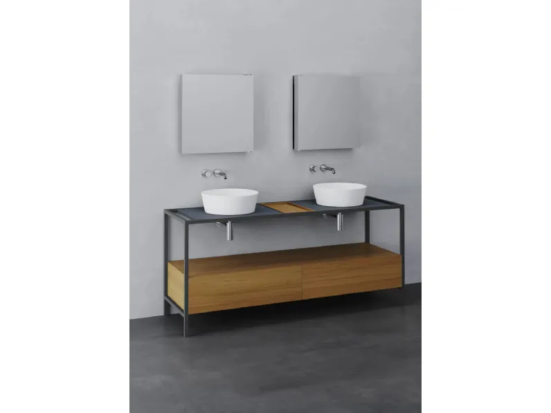Mobile da Bagno in rovere e metallo Forma 04 di Azzurra Ceramica