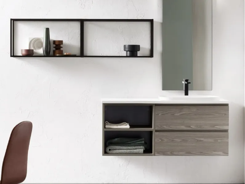 Mobile da Bagno sospeso in nobilitato effetto legno B-GO BG002 di Compab