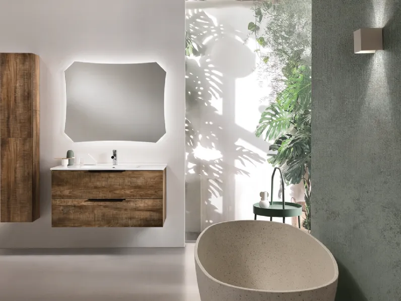 Mobile da Bagno Bali Tabacco in nobilitato effetto legno di Modo Bluelife