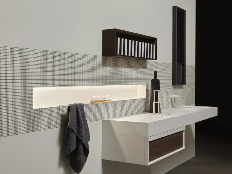 Mobile da Bagno sospeso con frontali in Rovere e top in Flumood bianco Bemade 04 di Antoniolupi