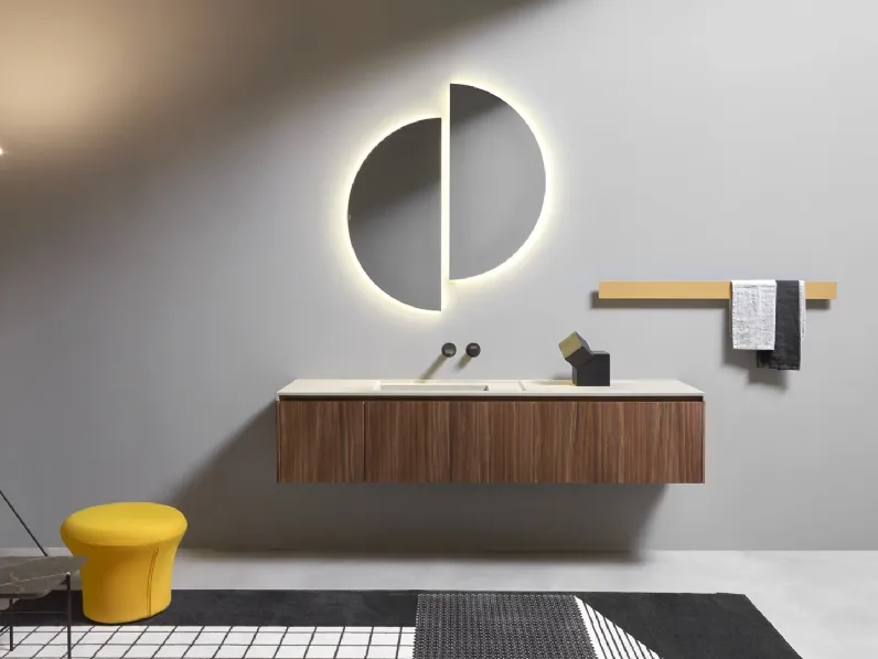 Mobile da Bagno sospeso Binario03 in Noce Canaletto di Antoniolupi