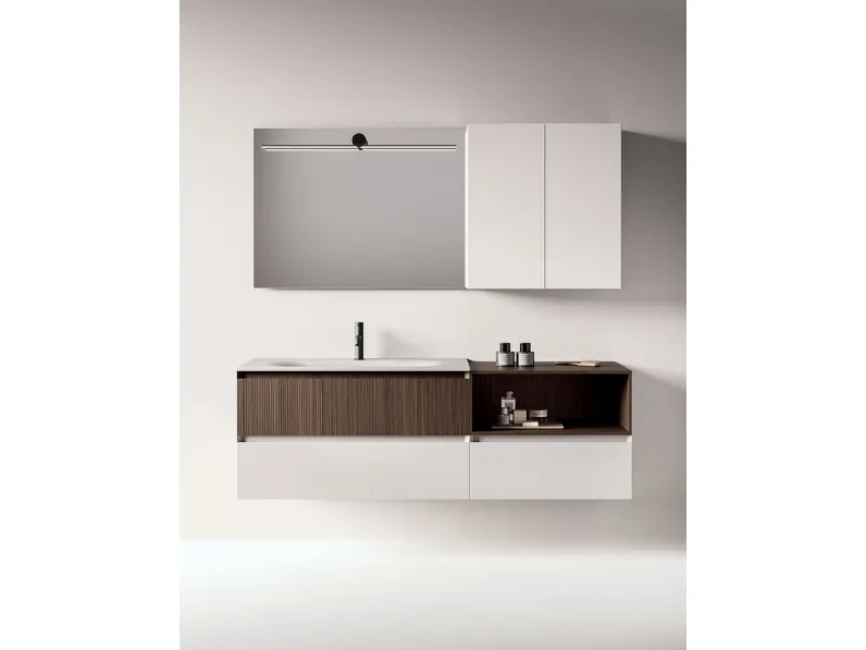 Mobile da Bagno sospeso Blocks Xilo 01 in laccato e legno di Berloni Bagno