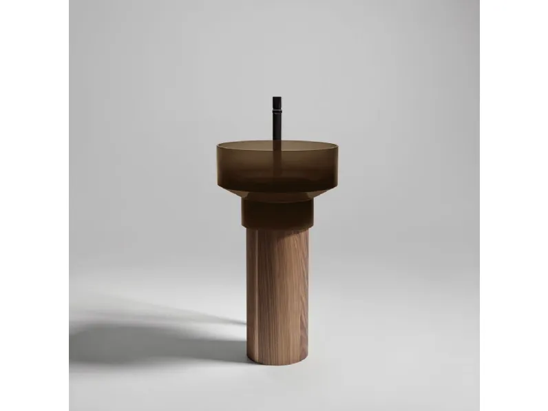 Lavabo a colonna Borghi in vetro e legno di Antoniolupi