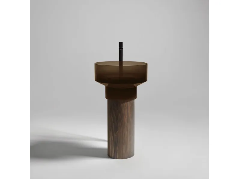 Lavabo a colonna Borghi in vetro e legno di Antoniolupi