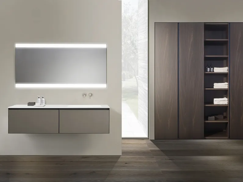 Mobile da Bagno sospeso C28 in laccato Champagne metallizzato di Casabath