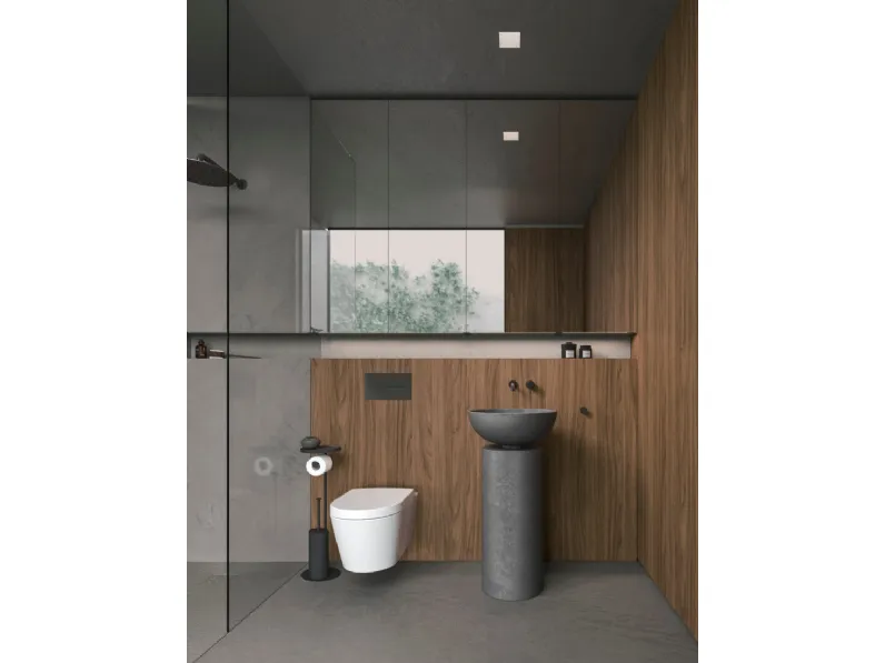 Mobile da Bagno in nobilitato Cannella e cemento Antracite Caba 24 03 di Milldue