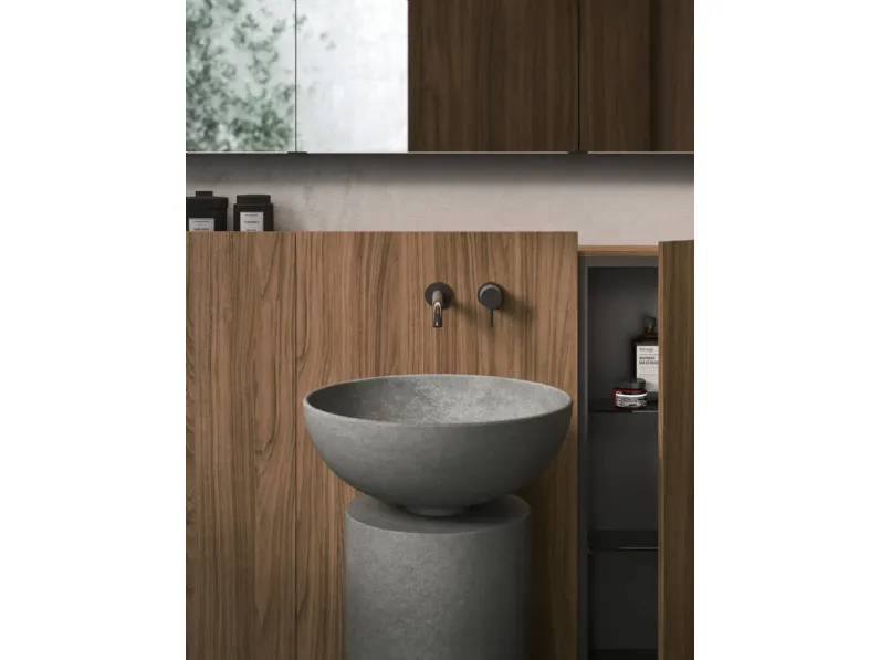 Mobile da Bagno in nobilitato Cannella e cemento Antracite Caba 24 03 di Milldue