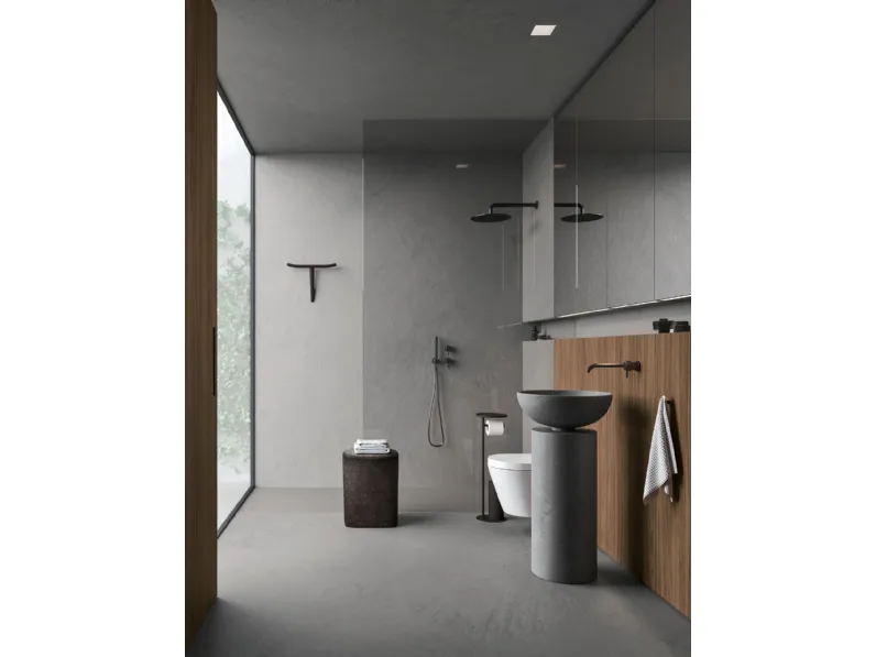 Mobile da Bagno in nobilitato Cannella e cemento Antracite Caba 24 03 di Milldue