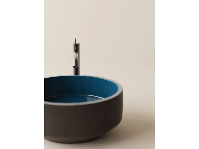 Lavabo da appoggio in pietra con interno smaltato Cenote di Agape